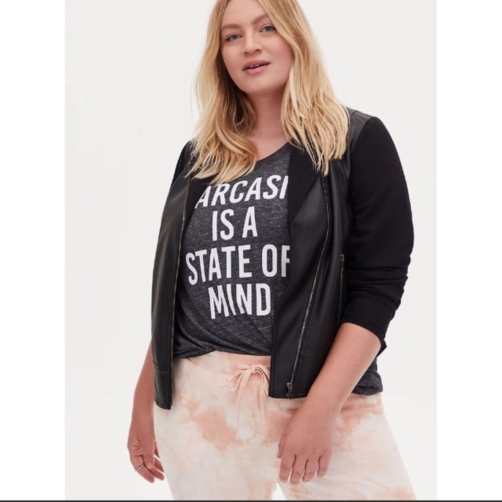 Torrid NWT Faux Leather & Ponte Moto Jacket